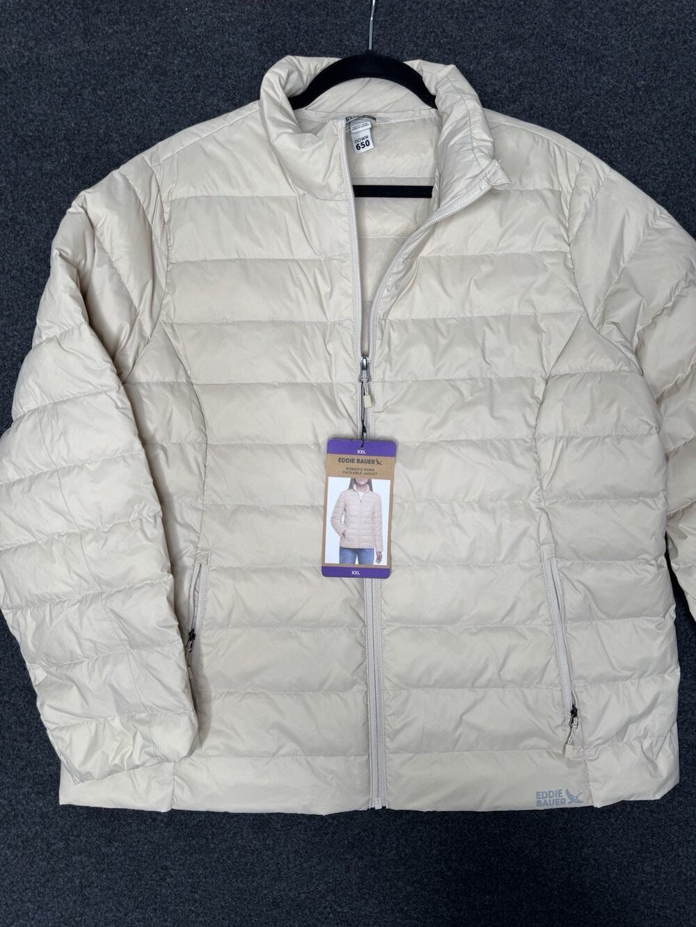 XXL Cream Women Eddie Bauer NWT 650 Down Lightweight Quilted Puffer Ski Jacket